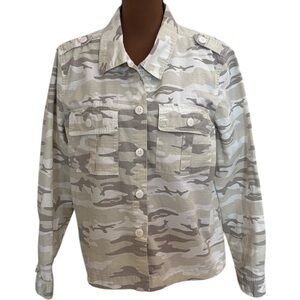 Sanctuary Grey Cream White Camo Jacket Size M